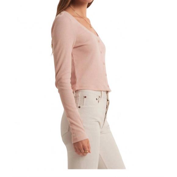NEW Z SUPPLY ciana cropped waffle top in soft pink - Picture 2 of 4